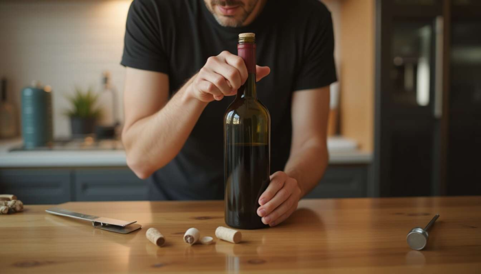 10 cách khui rượu vang không cần đồ khui