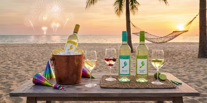 Khai xuân tưng bừng với tiếng nổ nắp bần từ vang trắng Barefoot